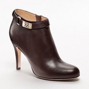 Coach Biancca Boots Booties Brown Leather High Heel Minimalist Academia Size 9